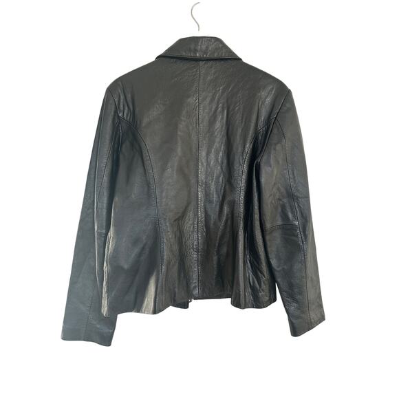 Women Size Large Vintage 100% Leather Jacket Fall Winter Front Zip Closet Staple - Picture 7 of 12